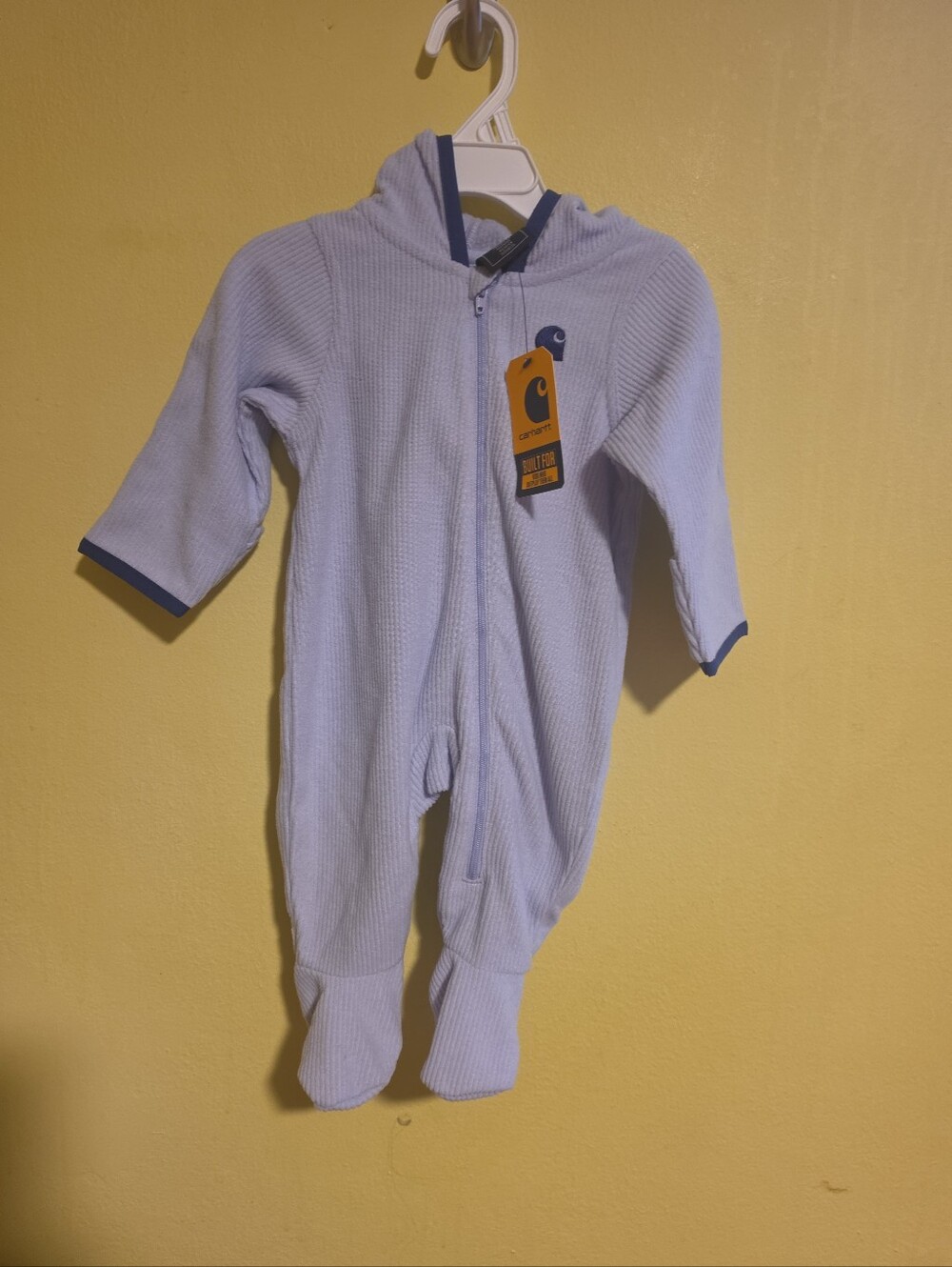 NWT Carthartt Infant Size 3 Months Light Purple Zip-Up Sleeper Hooded Coverall
